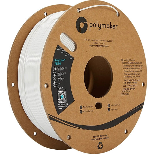 Polymaker - PolyLite PETG Blanc - 1.75MM - 1 KG