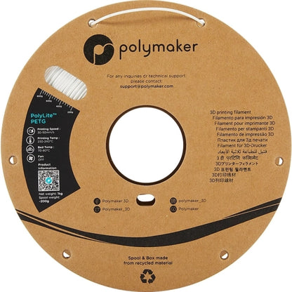 Polymaker - PolyLite PETG Blanc - 1.75MM - 1 KG