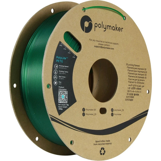 Polymaker - PolyLite PETG Vert Transparent - 1.75MM - 1 KG